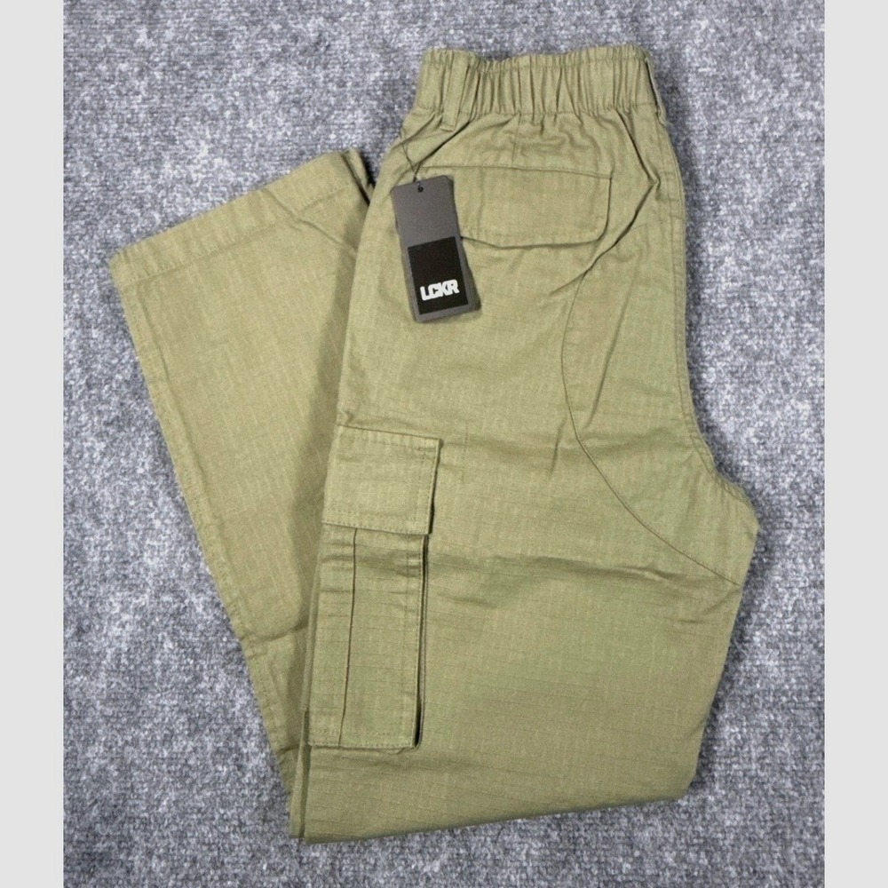LCKR Cargo Pants Boys Large 14-16‎ Olive Green Utility Ripstop Straight Leg NWT